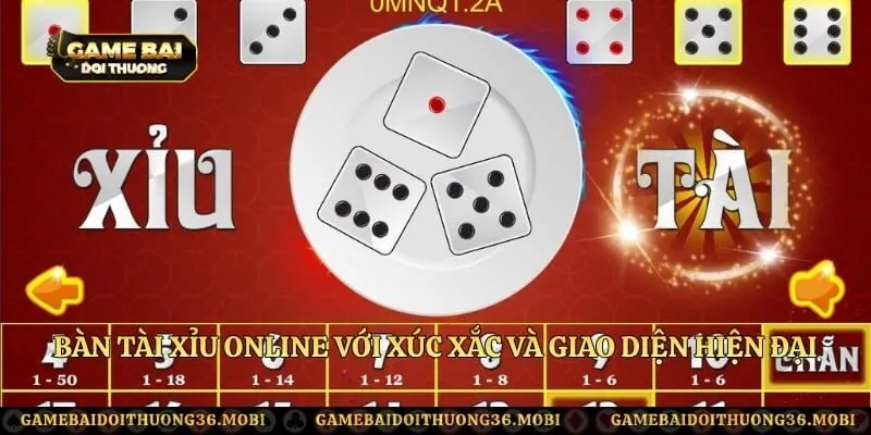 Bàn tài xỉu online với xúc xắc và giao diện hiện đại
