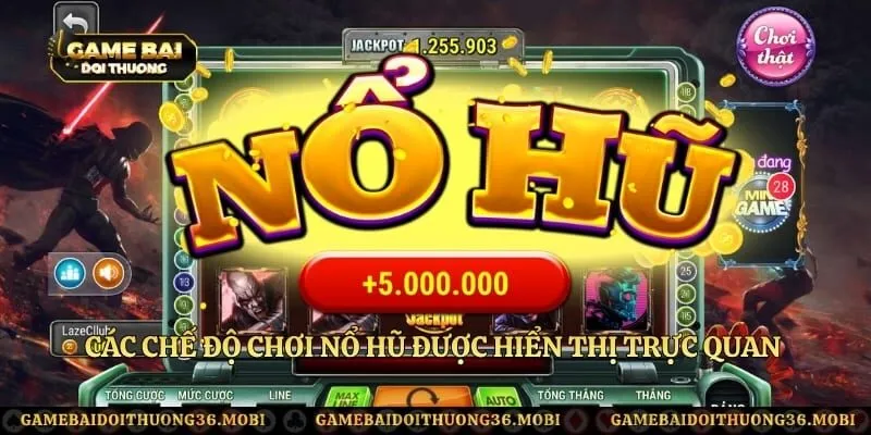 Các chế độ chơi nổ hũ được hiển thị trực quan trên cùng một màn hình