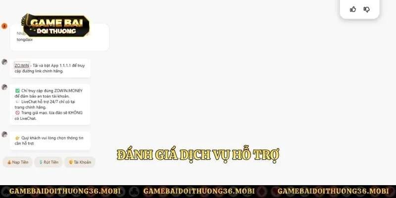 Đánh giá dịch vụ hỗ trợ