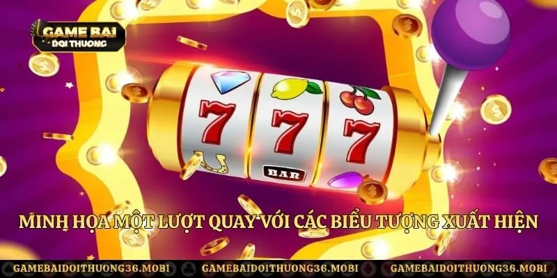 Minh họa một lượt quay với các biểu tượng xuất hiện