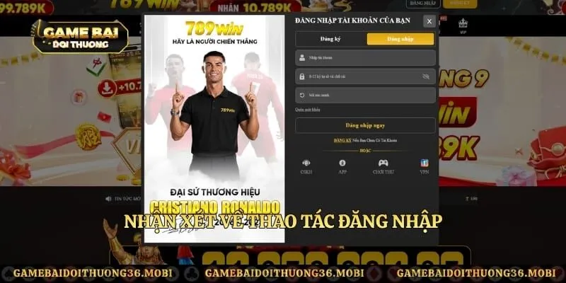 Nhận xét về thao tác đăng nhập
