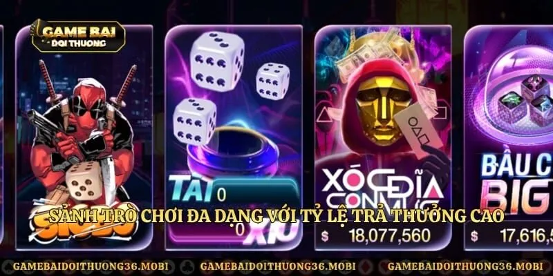 Sảnh trò chơi đa dạng với tỷ lệ trả thưởng cao