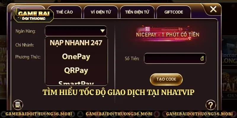 Tìm hiểu tốc độ giao dịch tại Nhatvip